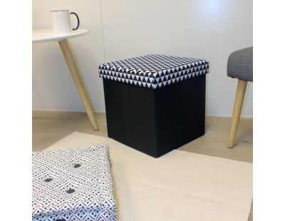 Pouf coffre carré pliable scandinave (Noir)