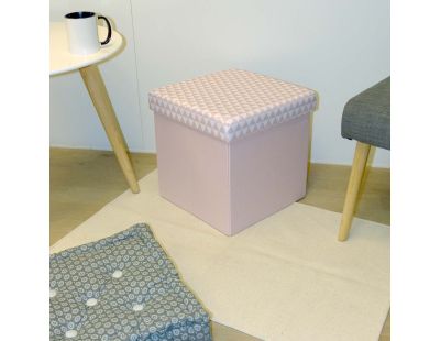 Pouf coffre carré pliable scandinave (Rose)