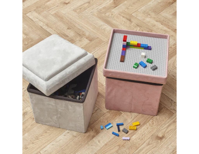 Pouf coffre pour enfant compatible briques de construction