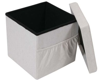 Pouf coffre pliable avec range magazines (Gris blanc)