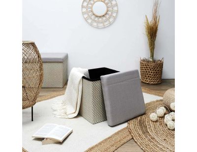 Pouf coffre pliable tressage Mirage (Gris)