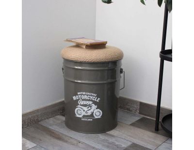 Pouf coffre de rangement en métal Motorcycle