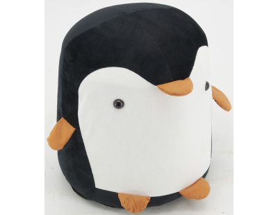 Pouf Pingouin en velours (Noir)