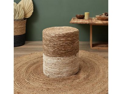 Pouf jonc de mer blue lagoon (Naturel et blanchi)