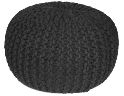 Pouf rond en laine Tricot (Noir)