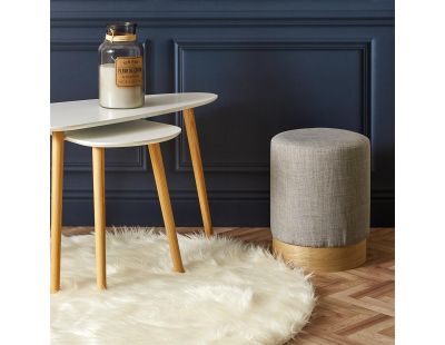 Pouf scandinave en tissu base bois 30 cm (Gris clair)