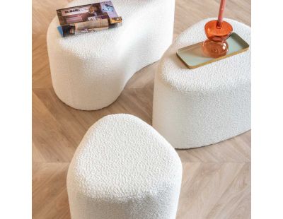 Pouf en tissu bouclette Ada Organic (Blanc)