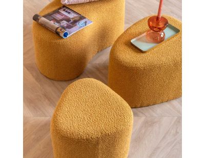 Pouf en tissu bouclette Ada Organic Large (Jaune ocre)