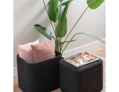 Pouf en tissu bouclette Ada (Noir)