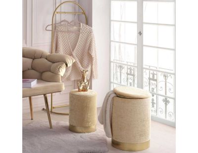 Pouf en tissu molletonné Comfort (Lot de 2) (Beige)