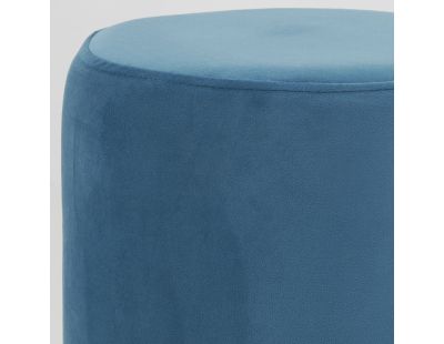 Pouf en velours et métal doré (Bleu)