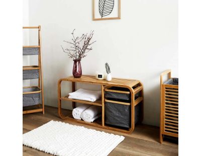 Rangement en bambou avec 2 paniers en tissu