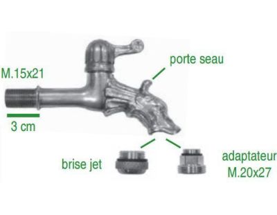 Robinet laiton extérieur dragon puisage 1/4 tour