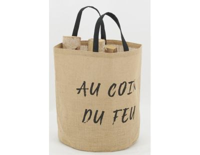 Sac rond en jute naturel plastifié (Au coin du feu)