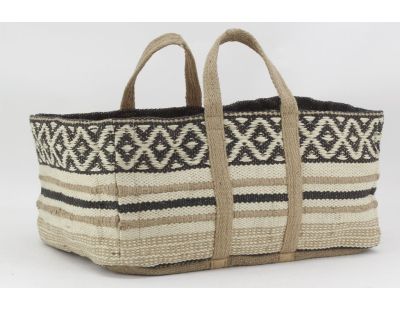 Sac à bûches en jute naturel et teinté (Naturel et noir)