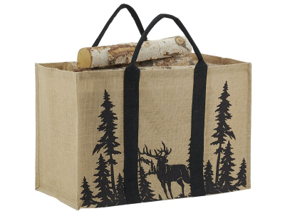 Sac à bûches en jute (Cerf dans la forêt)