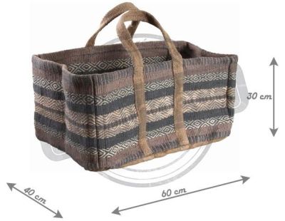 Sac à bûches en toile de jute épaisse Pampa (Beige et gris)