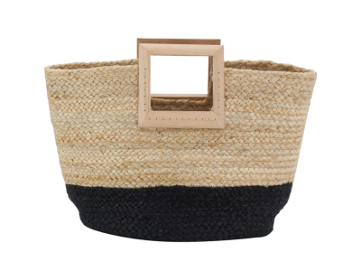 Sac cabas en jute et bois naturel et noir