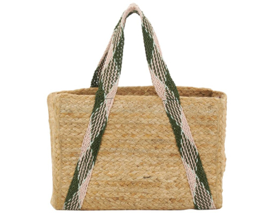 Sac en jute rectangulaire et poche en coton kaki