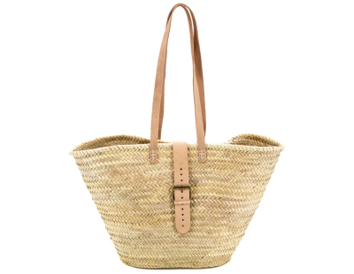 Sac en palmier et cuir beige