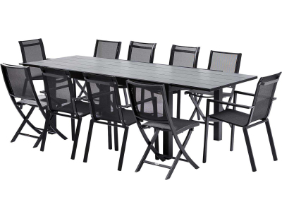 Salon de jardin en aluminium et HPL Star (Table + 6 fauteuils + 4 chaises)