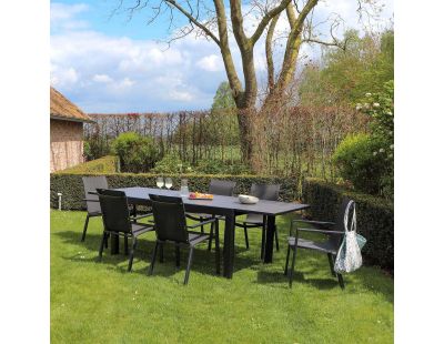 Salon de jardin en aluminium et HPL Star (Table et 6 fauteuils)