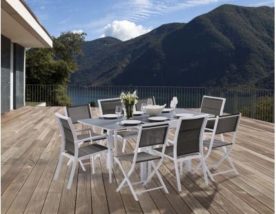 Salon de jardin design 8 personnes Modulo (Blanc)