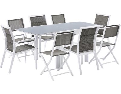 Salon de jardin design 8 personnes Modulo (Blanc)