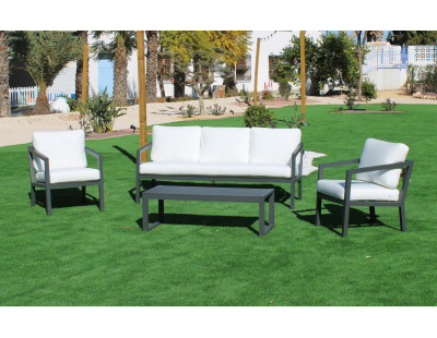 Salon de jardin détente luxe anthracite Acapulco (Canapé 3 places + 2 fauteuils)