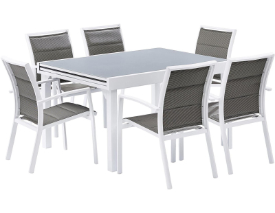 Salon de jardin moderne 6 personnes Modulo (Blanc)