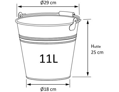 Seau en acier galvanisé 11 litres