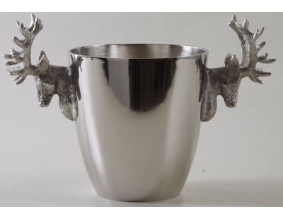 Seau à champagne tête de cerf en aluminium