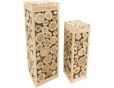 Sellettes carrées rondins de bois (lot de 2)