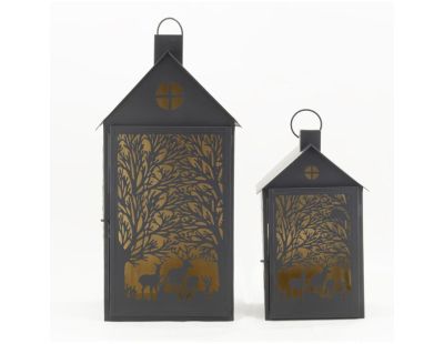 Lanternes en métal noir Maison Cerf (lot de 2)