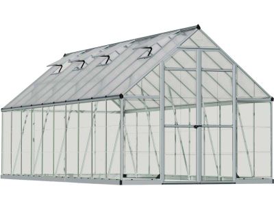 Serre de jardin en aluminium argent et polycarbonate Balance (14.8m²)