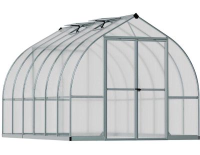 Serre de jardin en aluminium argent et polycarbonate Bella (9m²)