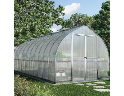 Serre de jardin en aluminium argent et polycarbonate Bella (14.7m²)