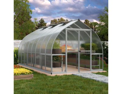 Serre de jardin en aluminium argent et polycarbonate Bella (11.8m²)