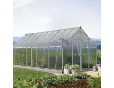 Serre de jardin en aluminium argent et polycarbonate Essence (14.7m²)