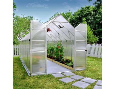 Serre de jardin en aluminium argent et polycarbonate Essence (11.8m²)