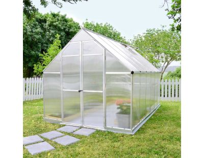 Serre de jardin en aluminium argent et polycarbonate Essence (9m²)