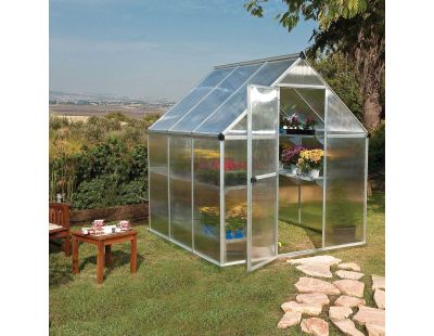 Serre de jardin en aluminium argent et polycarbonate Mythos (3.4m²)