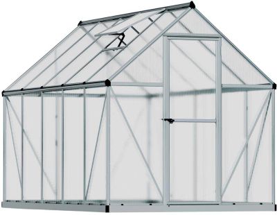 Serre de jardin en aluminium argent et polycarbonate Mythos (5.7m²)