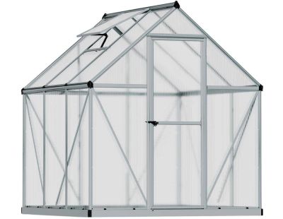 Serre de jardin en aluminium argent et polycarbonate Mythos (3.4m²)