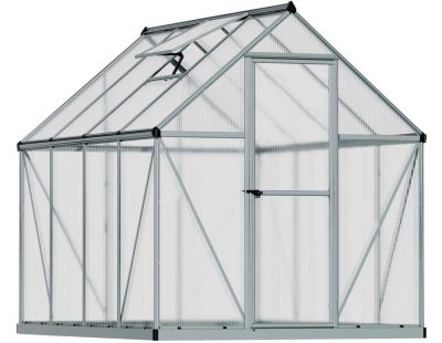 Serre de jardin en aluminium argent et polycarbonate Mythos (4.6m²)