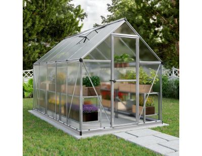 Serre de jardin en aluminium argent et polycarbonate Mythos (5.7m²)