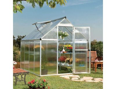 Serre de jardin en aluminium argent et polycarbonate Mythos (4.6m²)