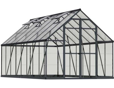 Serre de jardin en aluminium gris et polycarbonate Balance (11.9m²)