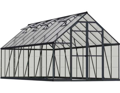 Serre de jardin en aluminium gris et polycarbonate Balance (14.8m²)