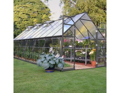 Serre de jardin en aluminium gris et polycarbonate Balance (14.8m²)